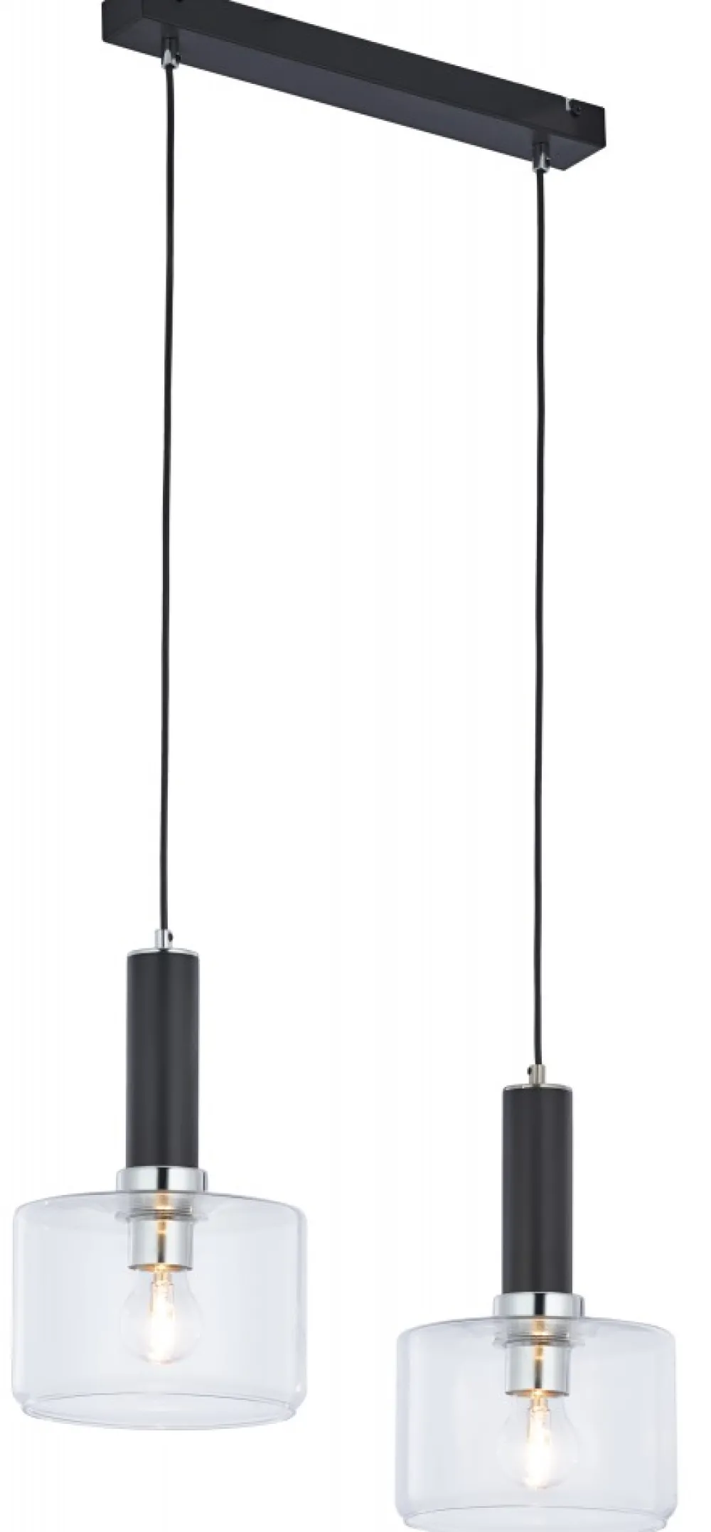 Lampa Wisząca VANES Srebrny Transparentny Szklane Klosze 2xE27 * Jupiter Clearance