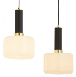 Lampa Wisząca VANES Złoty Bursztynowy Szklane Klosze 2xE27 * Jupiter Outlet