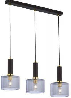 Lampa Wisząca VANES Złoty Dymiony Szklane Klosze 3xE27 * Jupiter Sale