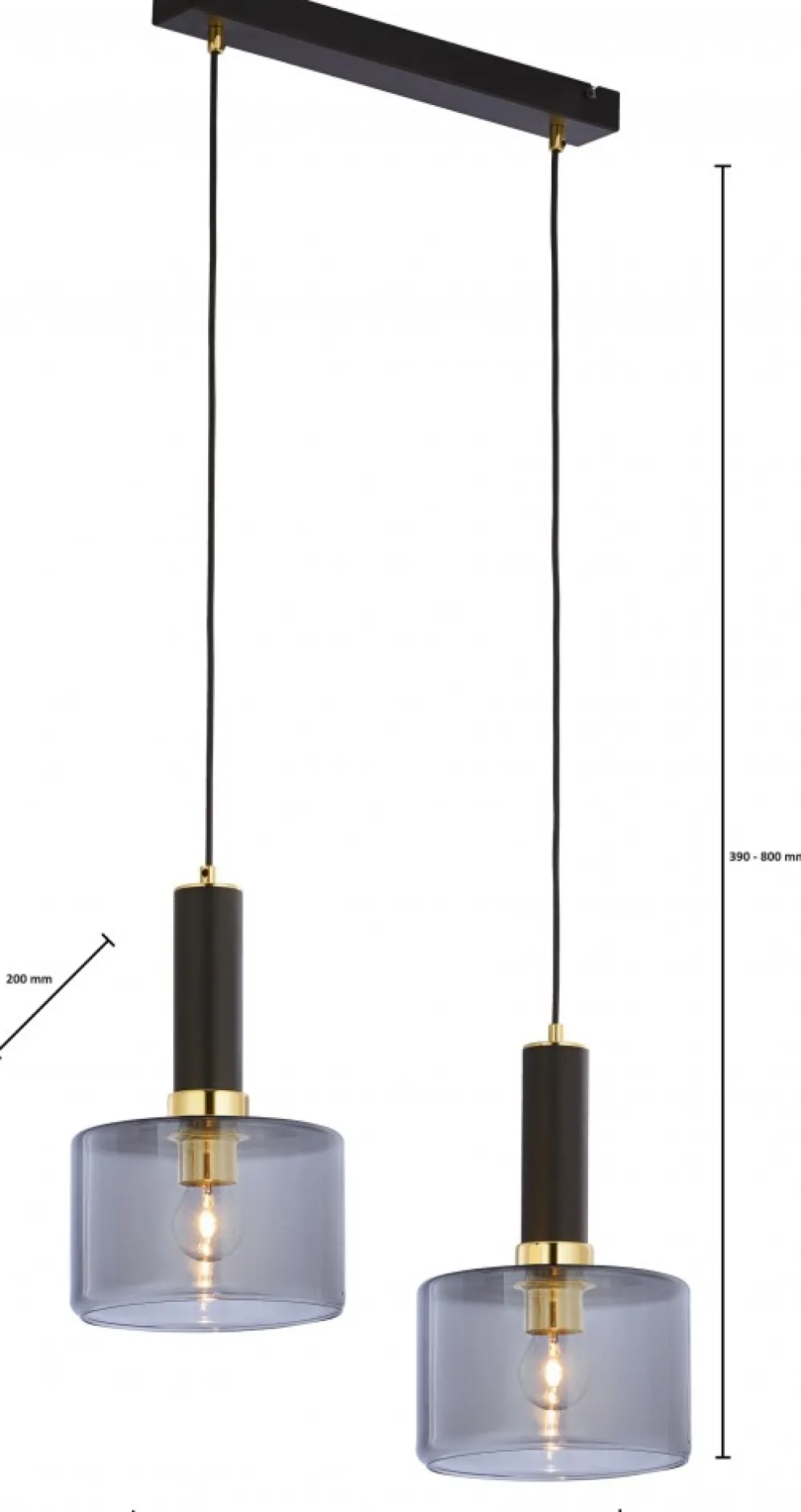 Lampa Wisząca VANES Złoty Dymiony Szklane Klosze 2xE27 * Jupiter Outlet