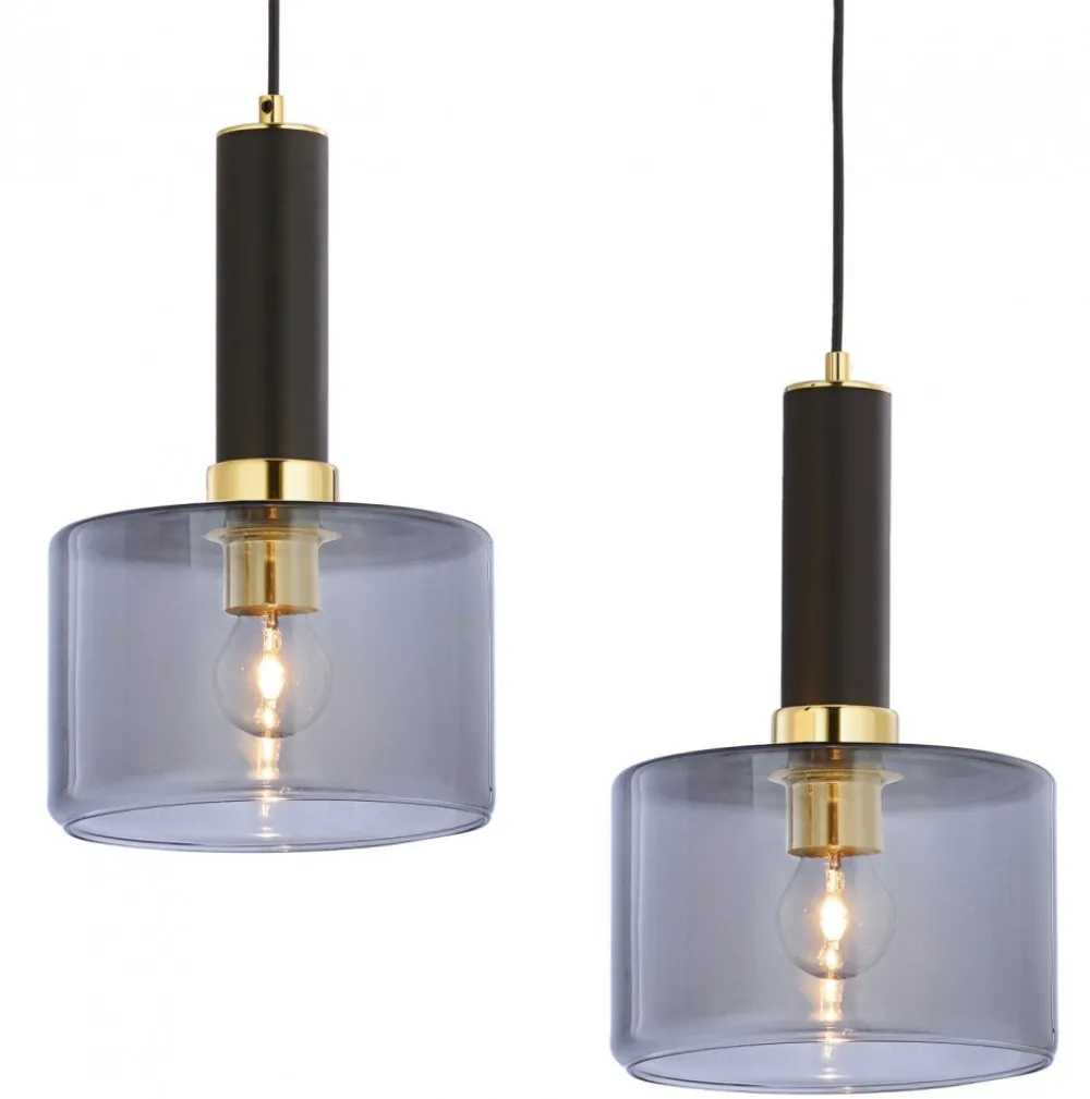 Lampa Wisząca VANES Złoty Dymiony Szklane Klosze 2xE27 * Jupiter Outlet
