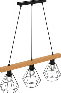 Lampa Wisząca VASTRA Czarny Brązowy 3xE27 * Luminex New