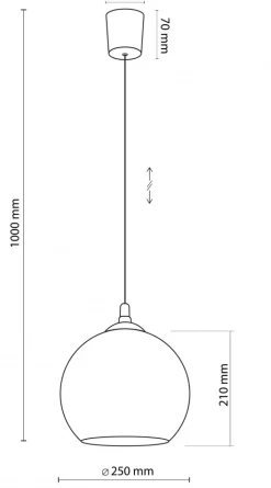 Lampa Wisząca VENEZIA Chrom Szklany Klosz 1xE27 25cm * TK Lighting New