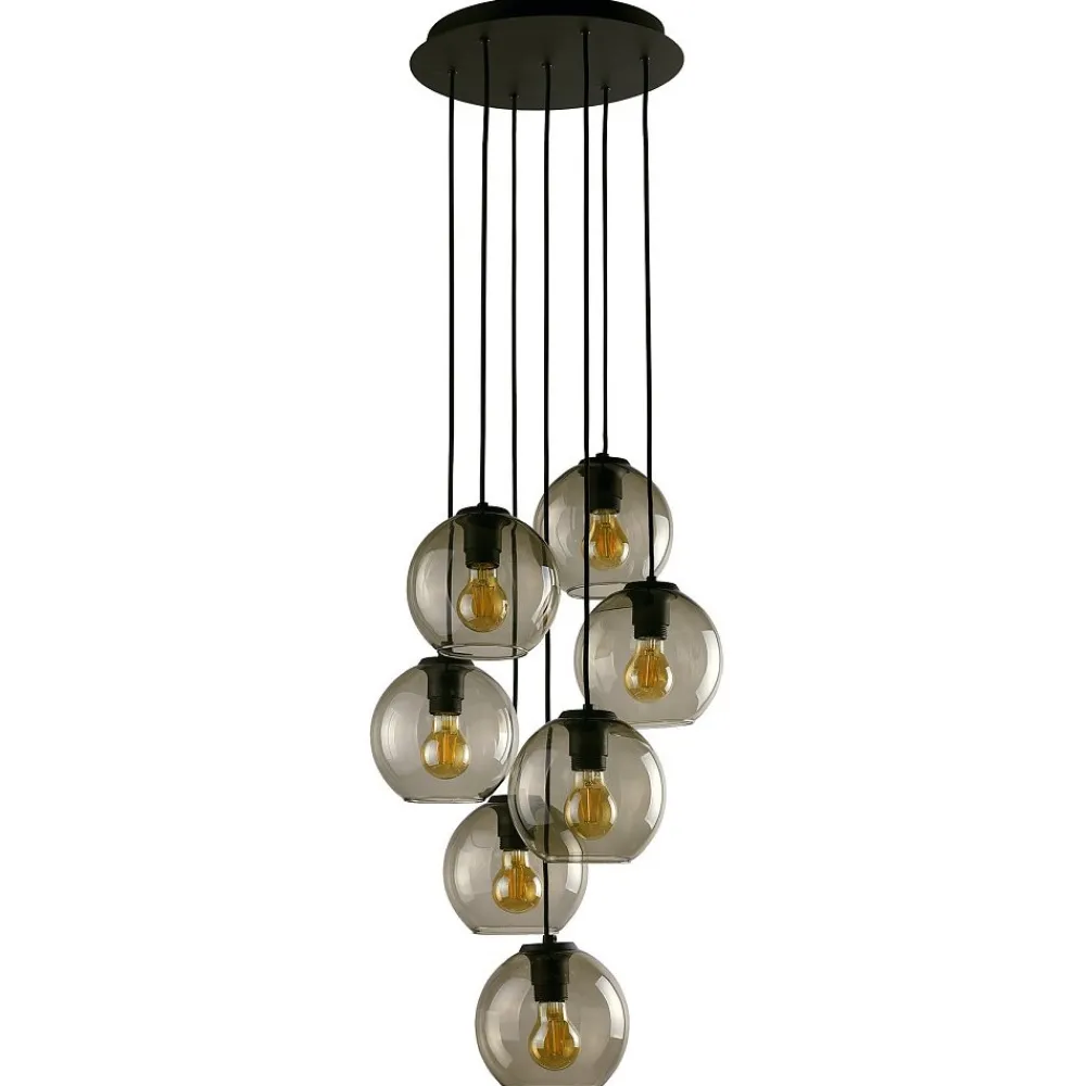 Lampa Wisząca VETRO Czarny Dymiony Szklane Klosze 7xE27 * Nowodvorski