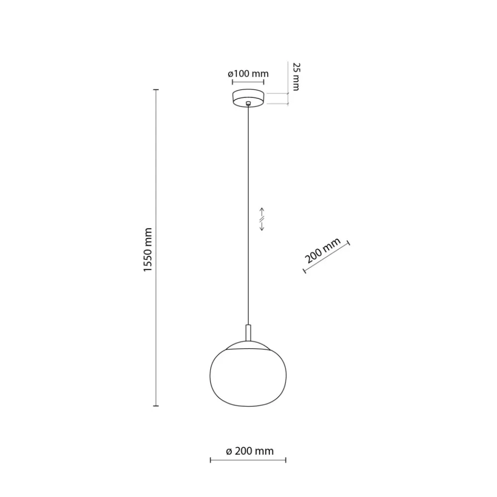 Lampa Wisząca VIBE Czarny Biały Szklany Klosz 1xE27 20cm * TK Lighting Best