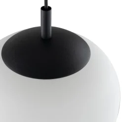 Lampa Wisząca VIBE Czarny Biały Szklany Klosz 1xE27 20cm * TK Lighting Best