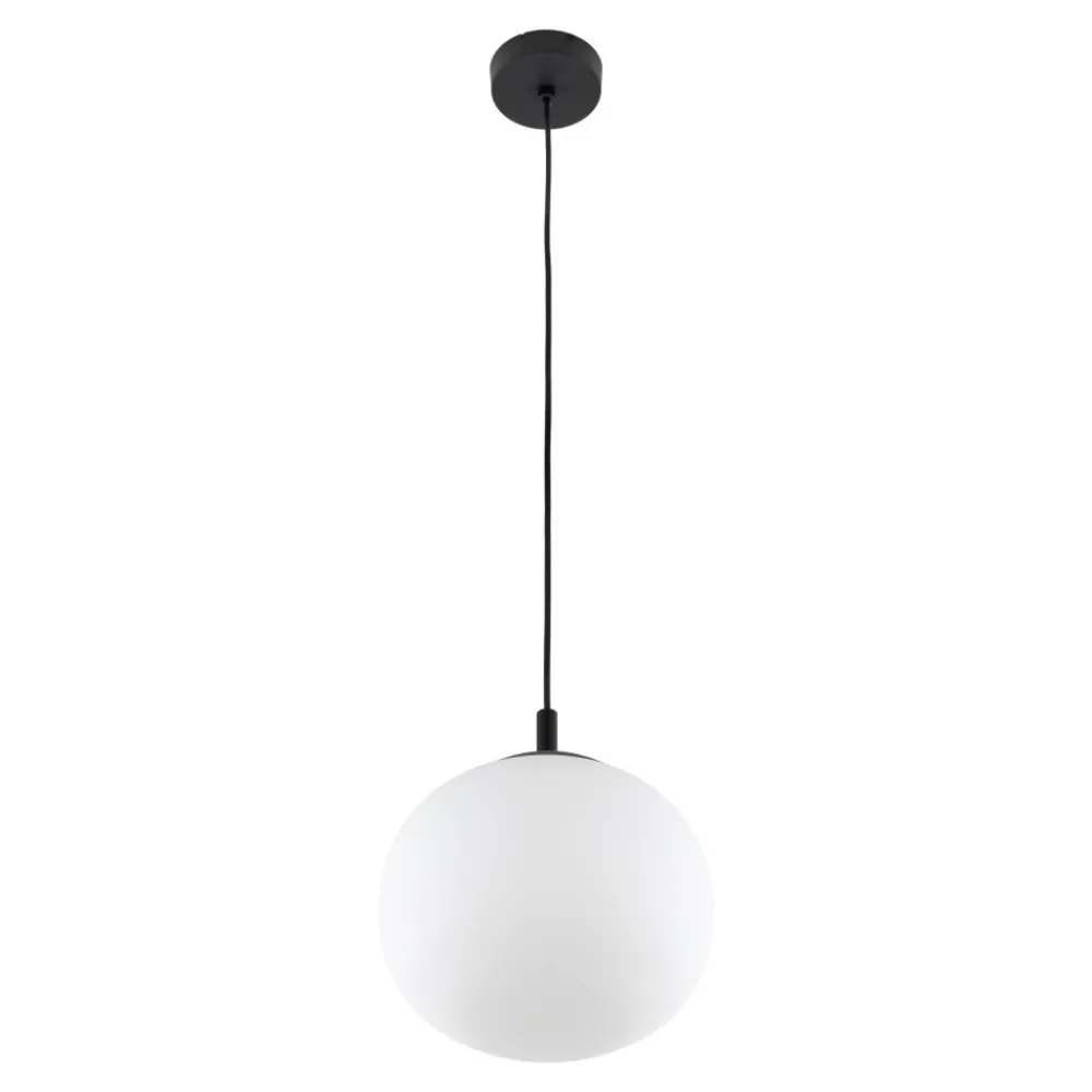 Lampa Wisząca VIBE Czarny Biały Szklany Klosz 1xE27 25cm * TK Lighting Discount