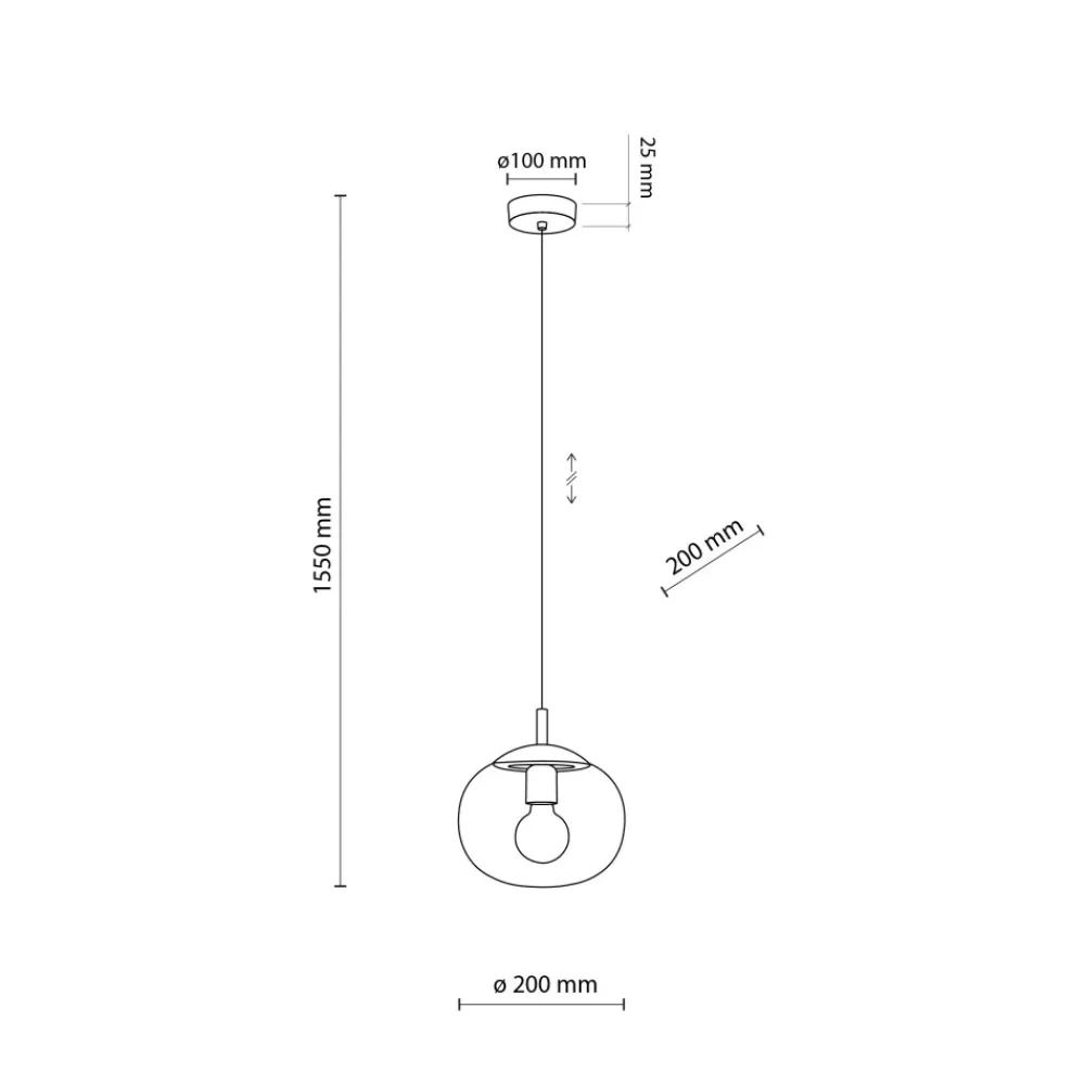 Lampa Wisząca VIBE Czarny Topaz Szklany Klosz 1xE27 20cm * TK Lighting Clearance