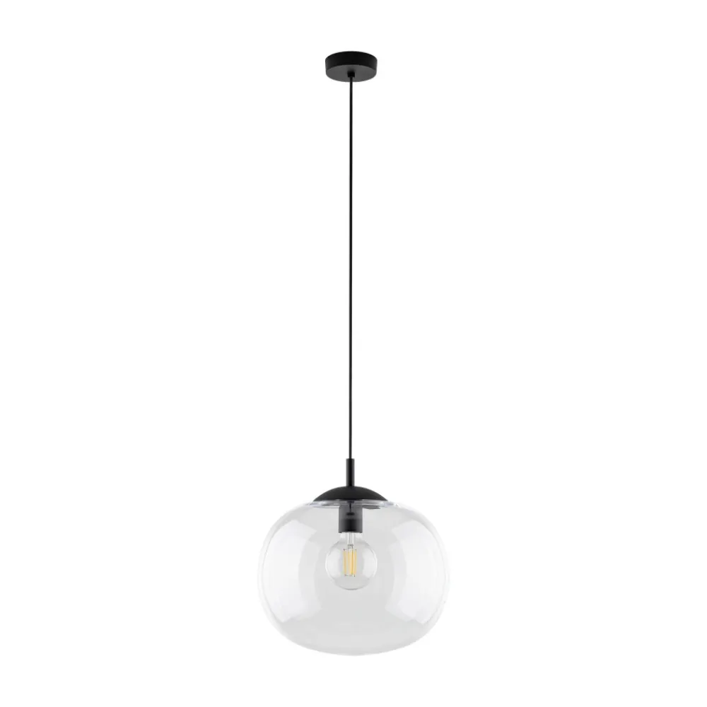 Lampa Wisząca VIBE Czarny Transparentny Szklany Klosz 1xE27 35cm * TK Lighting Online