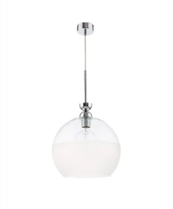 Lampa Wisząca VIX Srebrny Biały Szklany Klosz 1xE27 30 cm * Jupiter Outlet