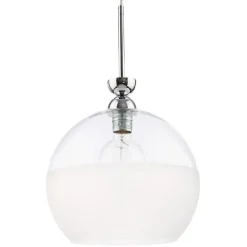 Lampa Wisząca VIX Srebrny Biały Szklany Klosz 1xE27 30 cm * Jupiter Outlet