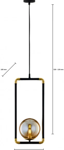 Lampa Wisząca ZAFRA Czarny Bursztynowy Szklany Klosz 1xG9 16 cm * Jupiter Best