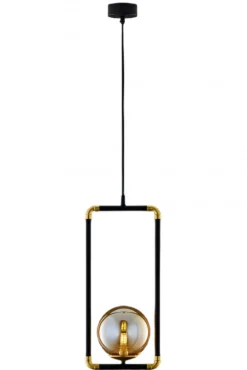 Lampa Wisząca ZAFRA Czarny Bursztynowy Szklany Klosz 1xG9 16 cm * Jupiter Best