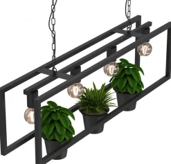 Lampa Wisząca z kwietnikiem FLORES Czarny 4xE27 Zestaw z doniczkami * Luminex Outlet
