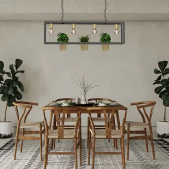 Lampa Wisząca z kwietnikiem FLORES Czarny Złoty 4xE27 Zestaw z doniczkami