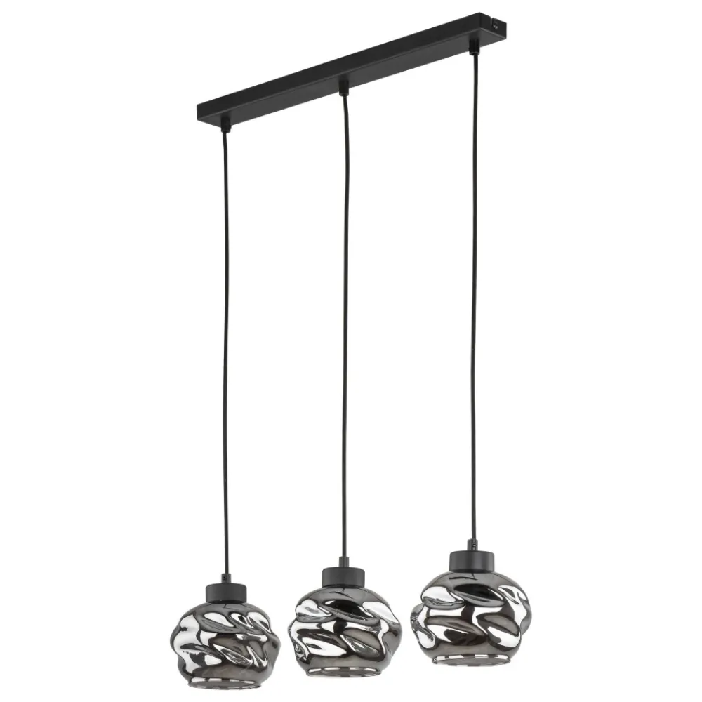 Lampa Wisząca ZULIA Czarny Listwa Szklane Klosze 3xE27 * TK Lighting Clearance