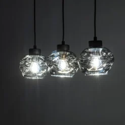 Lampa Wisząca ZULIA Czarny Listwa Szklane Klosze 3xE27 * TK Lighting Clearance