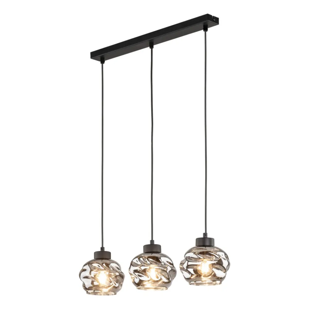 Lampa Wisząca ZULIA Czarny Listwa Szklane Klosze 3xE27 * TK Lighting Clearance