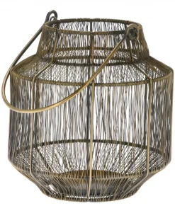 Lampion druciany złoty z rączką 23 cm