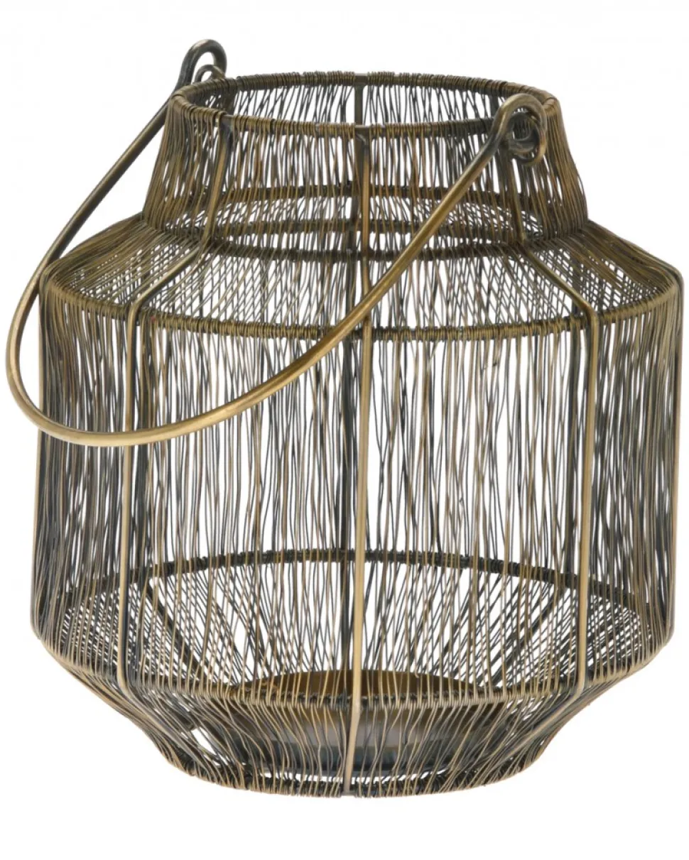 Lampion druciany złoty z rączką 23 cm