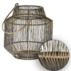 Lampion druciany złoty z rączką 23 cm