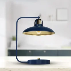 Lampka Biurkowa FELIX Niebieski Złoty Metalowy Klosz 1xE27 45cm