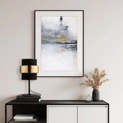 Lampka Nocna CALISTO Czarny Złoty Abażur 38cm