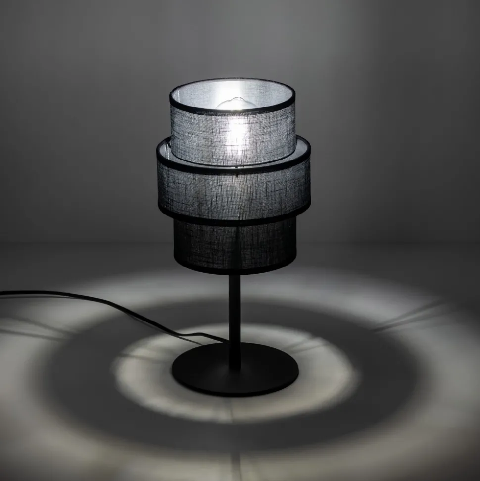 Lampka Nocna CALISTO Czarny Abażur 38cm