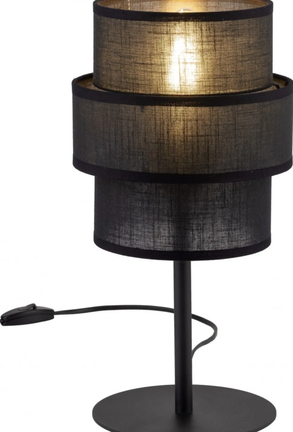 Lampka Nocna CALISTO Czarny Abażur 38cm
