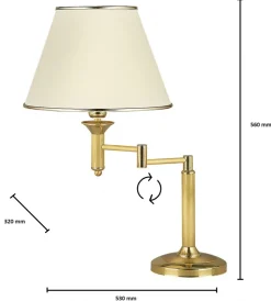 Lampka Nocna CLASSIC Złoty Ecru Abażur Regulowana 1xE27 56cm