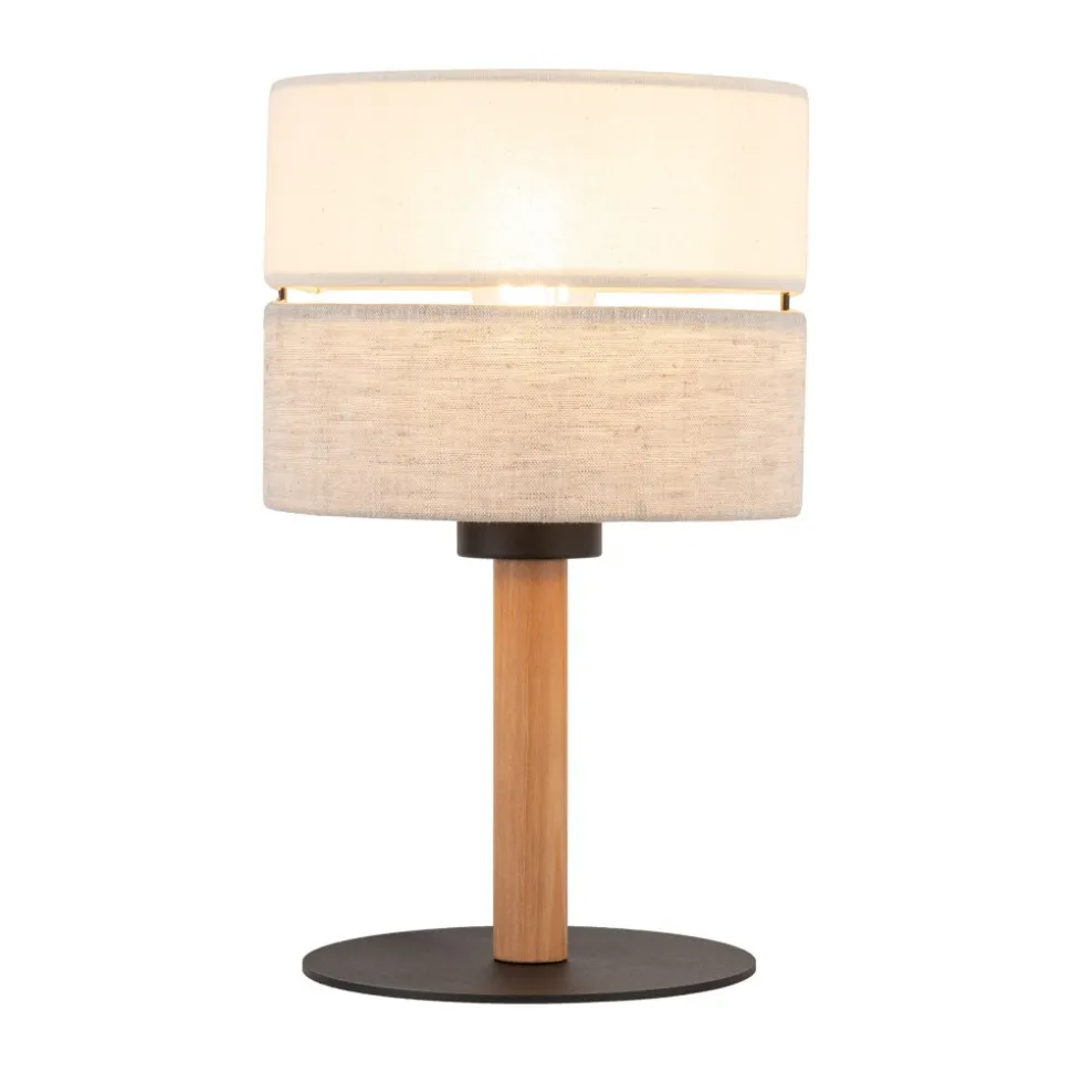 Lampka Nocna ECO Brązowy Beżowy Abażur 34cm