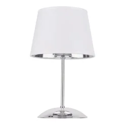 Lampka Nocna GLORY Chrom Biały Abażur 33cm