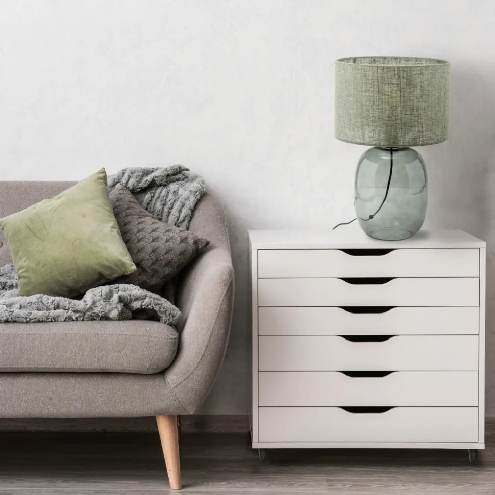 Lampka Nocna MELODY Grafitowy Zielony Abażur 48cm