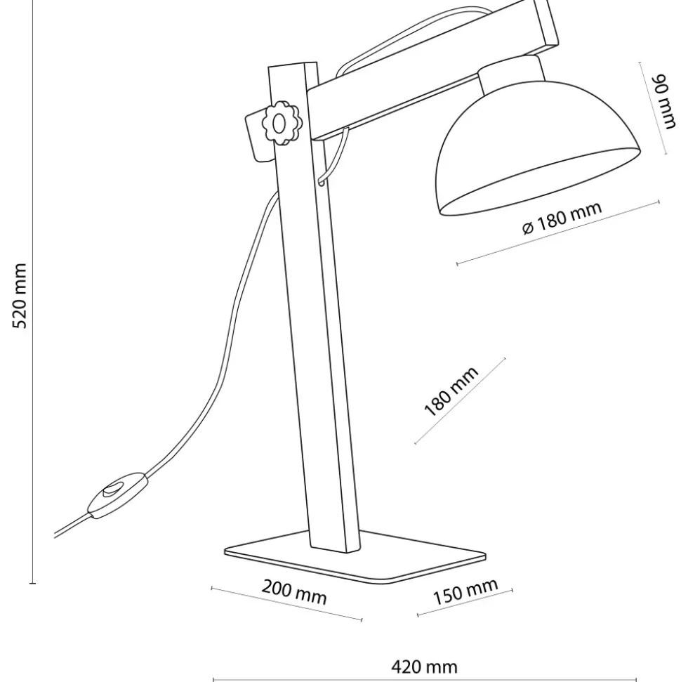 Lampka Nocna OSLO Biały Metalowy Klosz 52cm