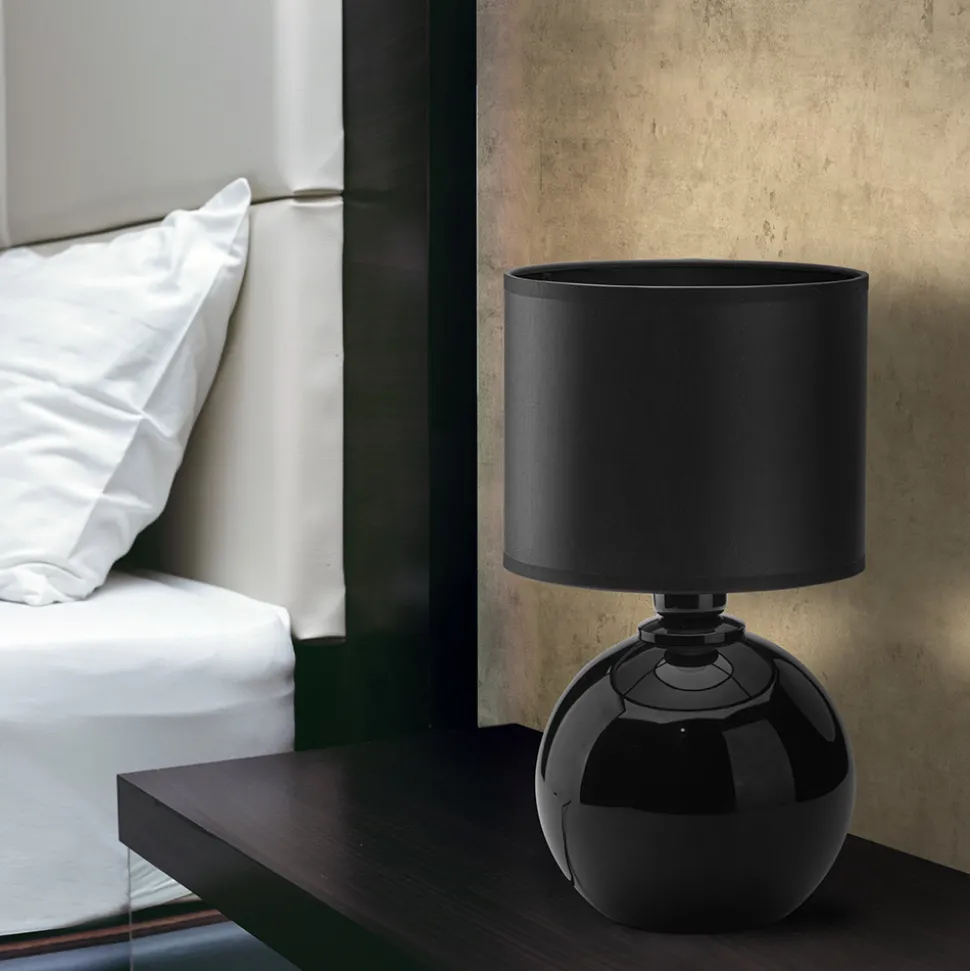 Lampka Nocna PALLA Czarny Abażur 36 cm