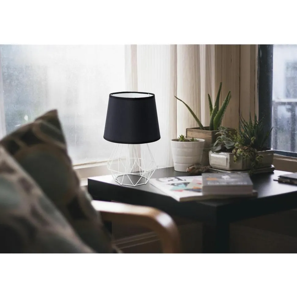 Lampka nocna stołowa Diament biel czerń