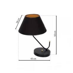 Lampka Nocna VICTORIA Czarny Złoty Abażur 1xE27 50cm