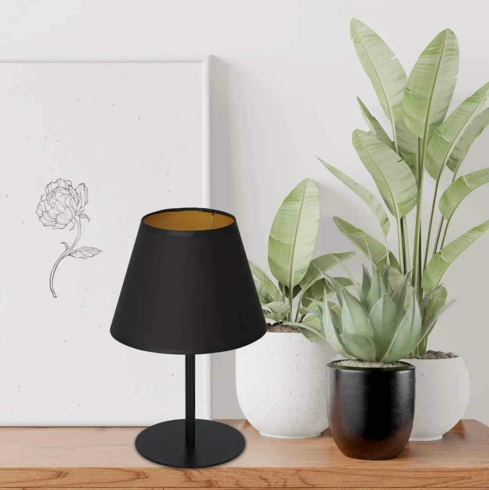 Lampka Stołowa ARDEN Czarny Złoty Abażur Stożek 1xE27 33cm