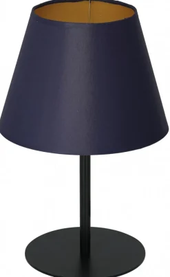Lampka Stołowa ARDEN Niebieski Złoty Abażur Stożek 1xE27 33cm