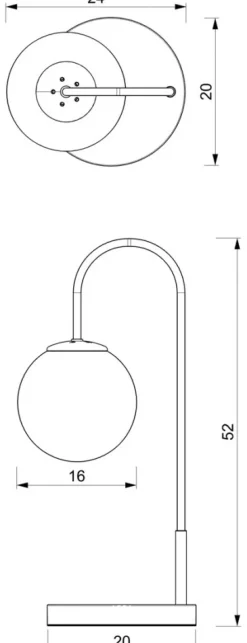 Lampka Stołowa CAMBRIDGE Czarny Złoty Szklany Klosz 1xE14 52cm