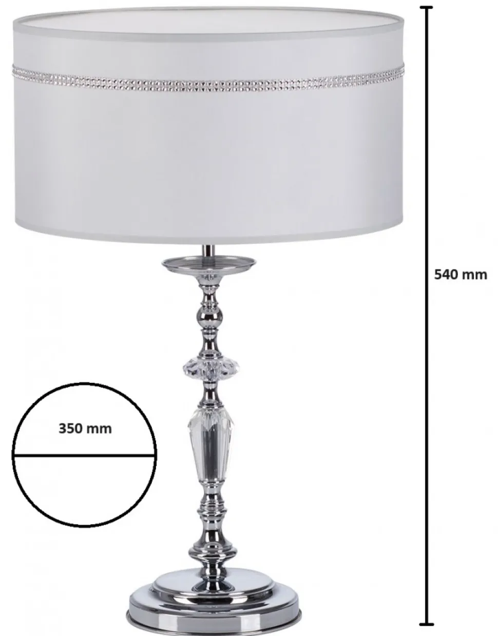 Lampka Stołowa HILTON Srebrny Abażur 1xE27 54 cm