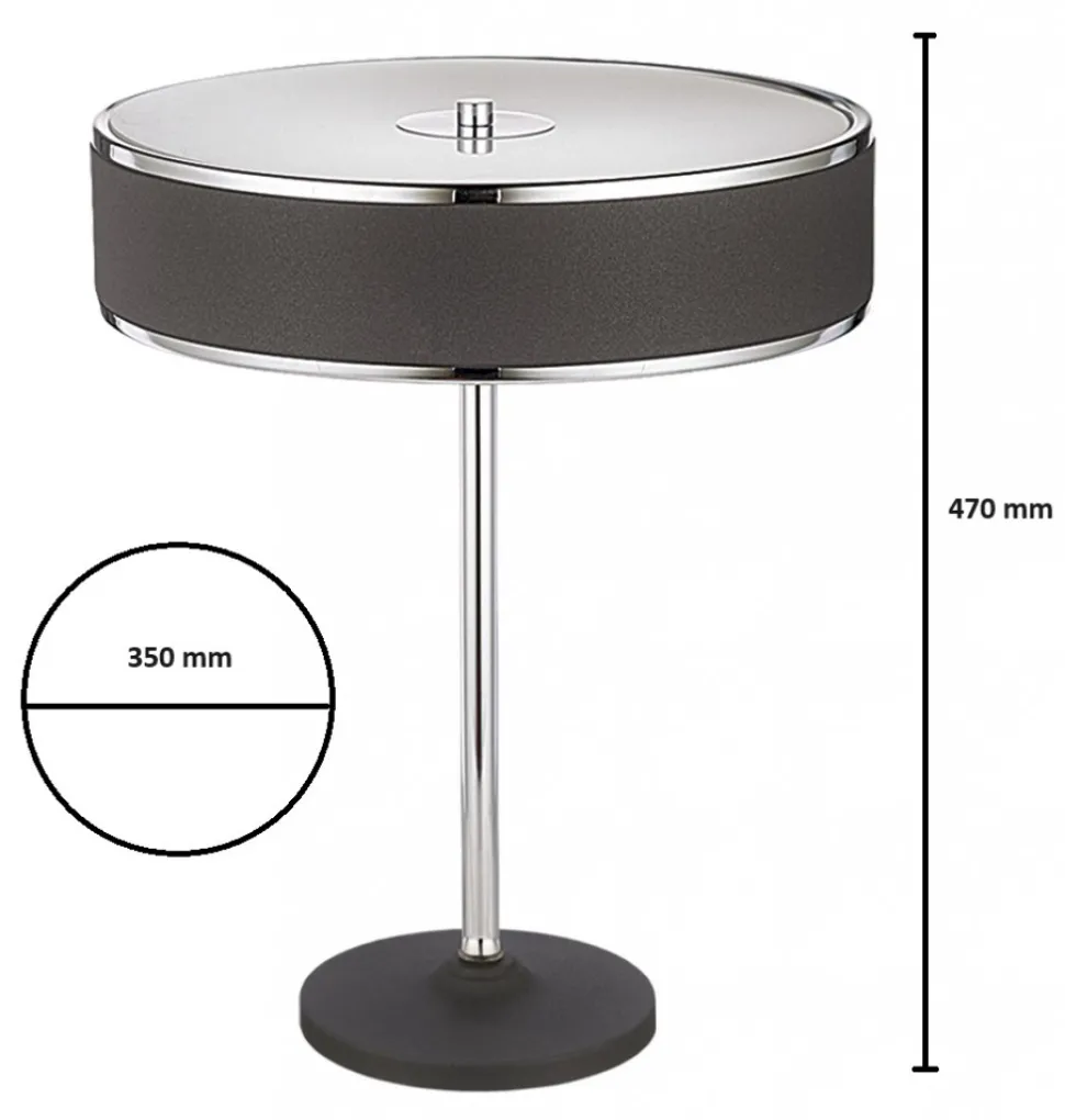 Lampka Stołowa JAZZ Srebrny Czarny 2xE14 47 cm