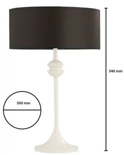Lampka Stołowa KASZMIR Biały Czarny Abażur 1xE27 54 cm
