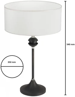 Lampka Stołowa KASZMIR Czarny Biały Abażur 1xE27 54 cm