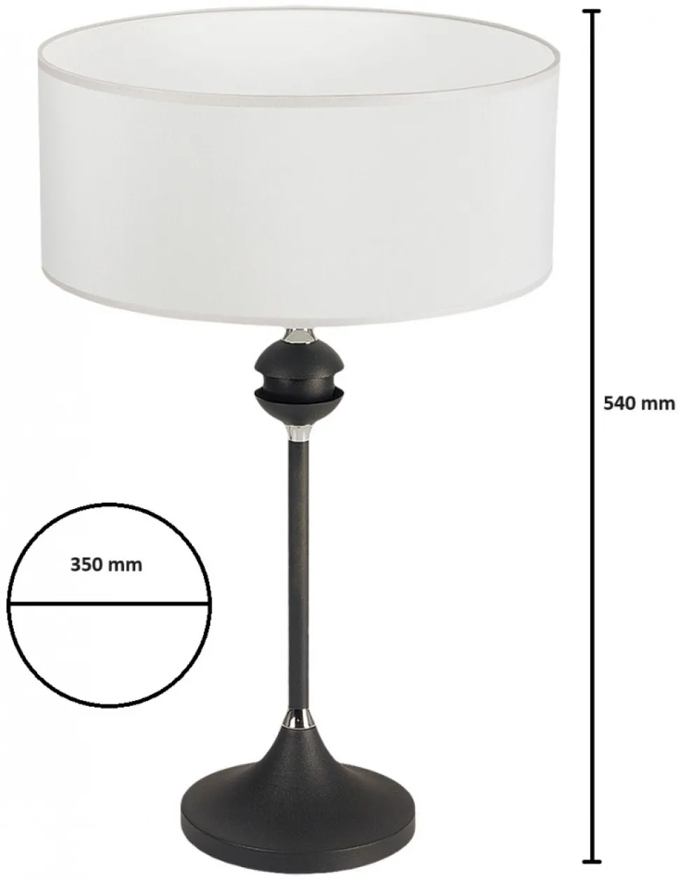 Lampka Stołowa KASZMIR Czarny Biały Abażur 1xE27 54 cm