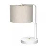 Lampka Stołowa LINO Bialy Szary Abażur 1xE27 37cm