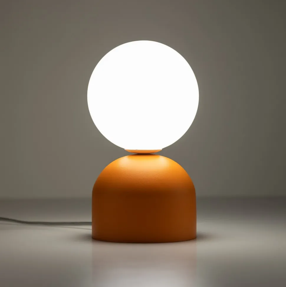 Lampka Stołowa MIKI Pomarańczowy Szklany Klosz 1xG9 21cm