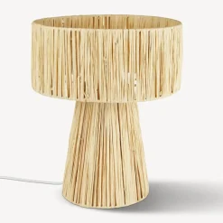 Lampka stołowa z rafii 34cm beżowa Orane