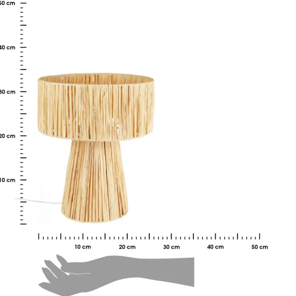 Lampka stołowa z rafii 34cm beżowa Orane