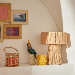Lampka stołowa z rafii 34cm beżowa Orane